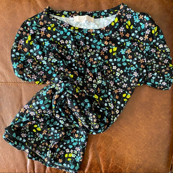LOFT floral swing dress with puff sleeves - Picture 1 of 5